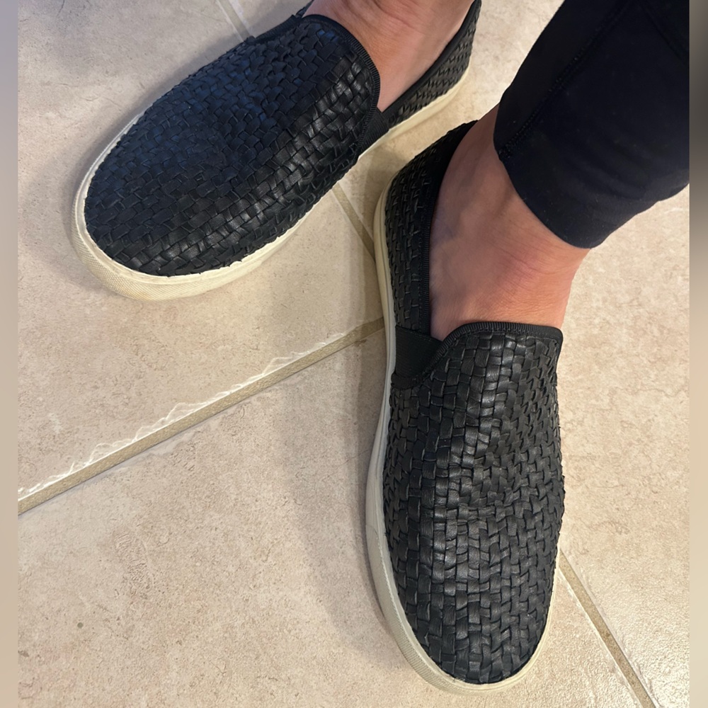 Vince Slip On Woven Leather Sneakers
